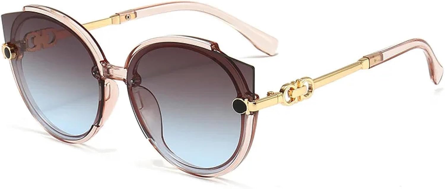 

Солнцезащитные очки «кошачий глаз» для женщин, круглые солнцезащитные очки для мужчин, большие солнцезащитные очки, чайный оттенок, защита от УФ-излучения UV400 DSVIGF, Tea Teablue