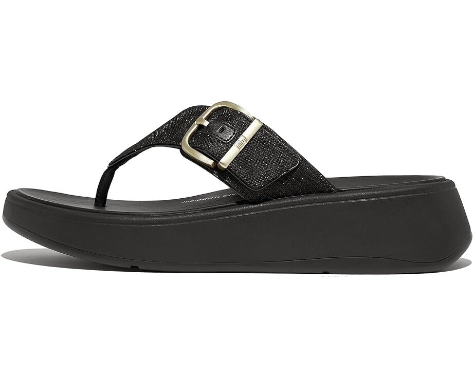 

Сандалии FitFlop F-Mode Buckle Shimmerlux Flatform Toe-Post, черный