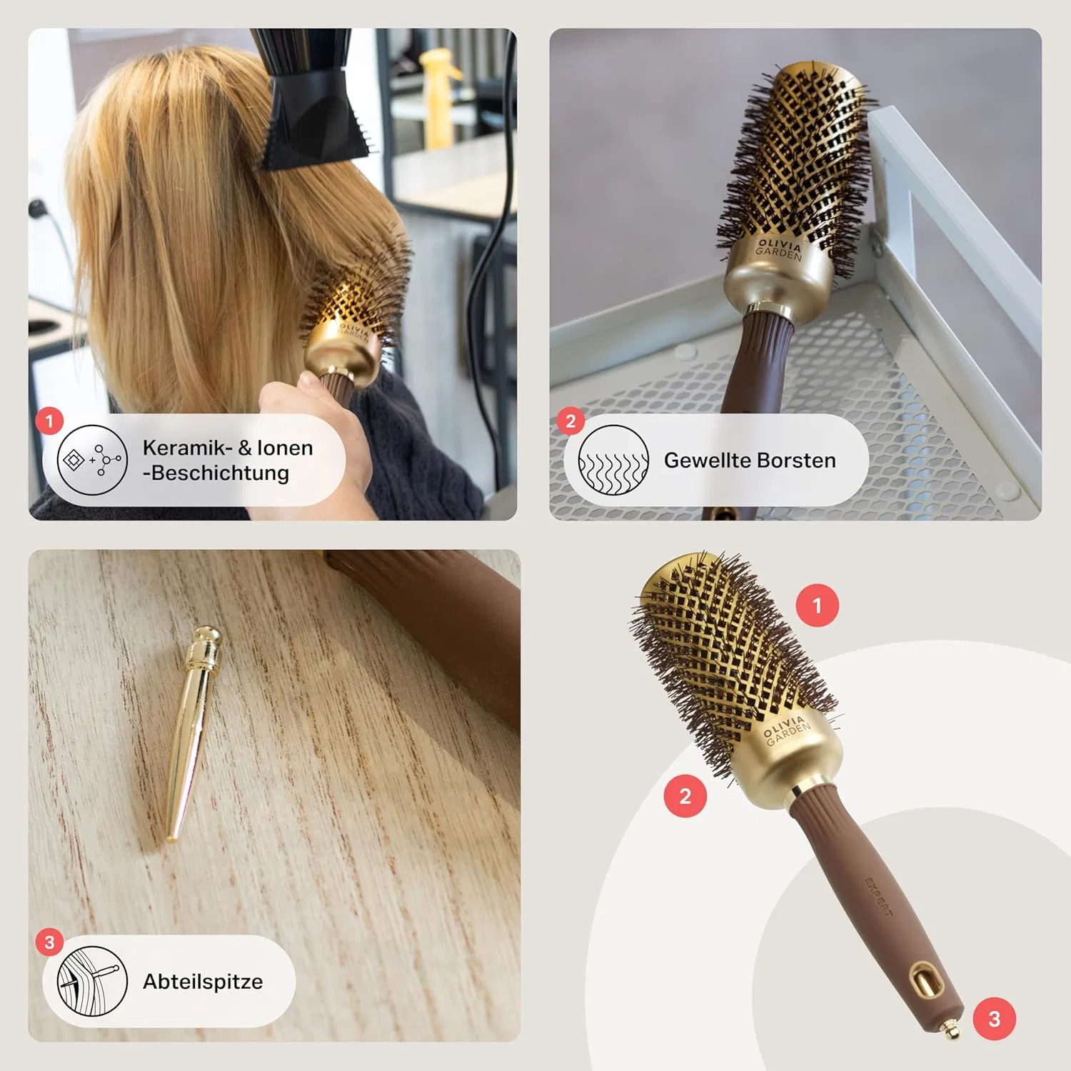 Круглая керамическая щетка Olivia Garden Expert Blowout Shine 35 мм Olivia Garden, Gold — фото 4