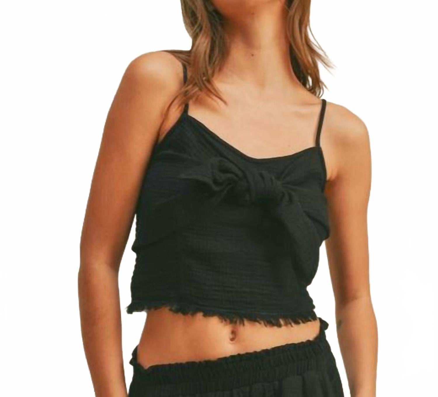 

Топ из газовой ткани Yuzu, черный Miou Muse, черный