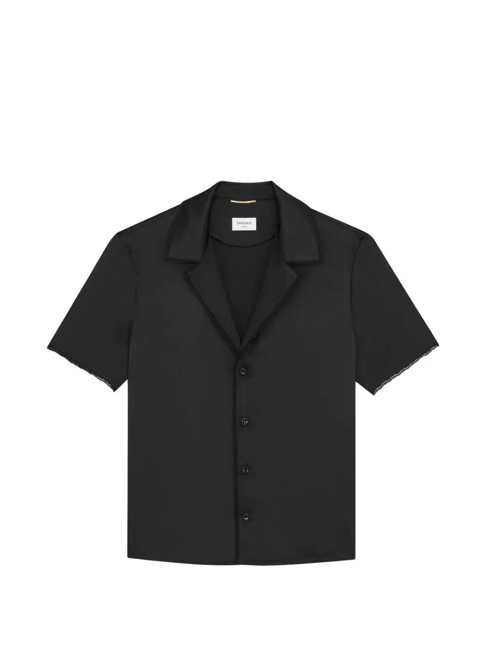 Шелковая рубашка с кружевной отделкой Saint Laurent, черный