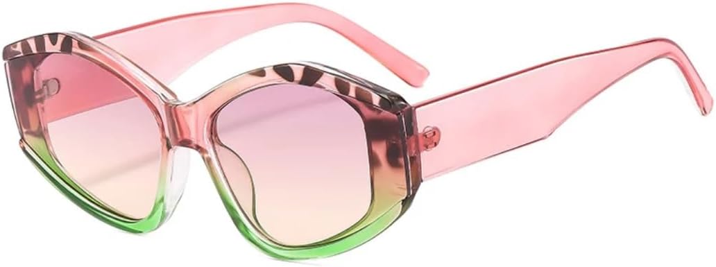 

Модные солнцезащитные очки в толстой квадратной оправе для женщин, панк, разноцветные, трендовые, для активного отдыха, с защитой от УФ-излучения UV400 TVTBBVV, Pinkgreen