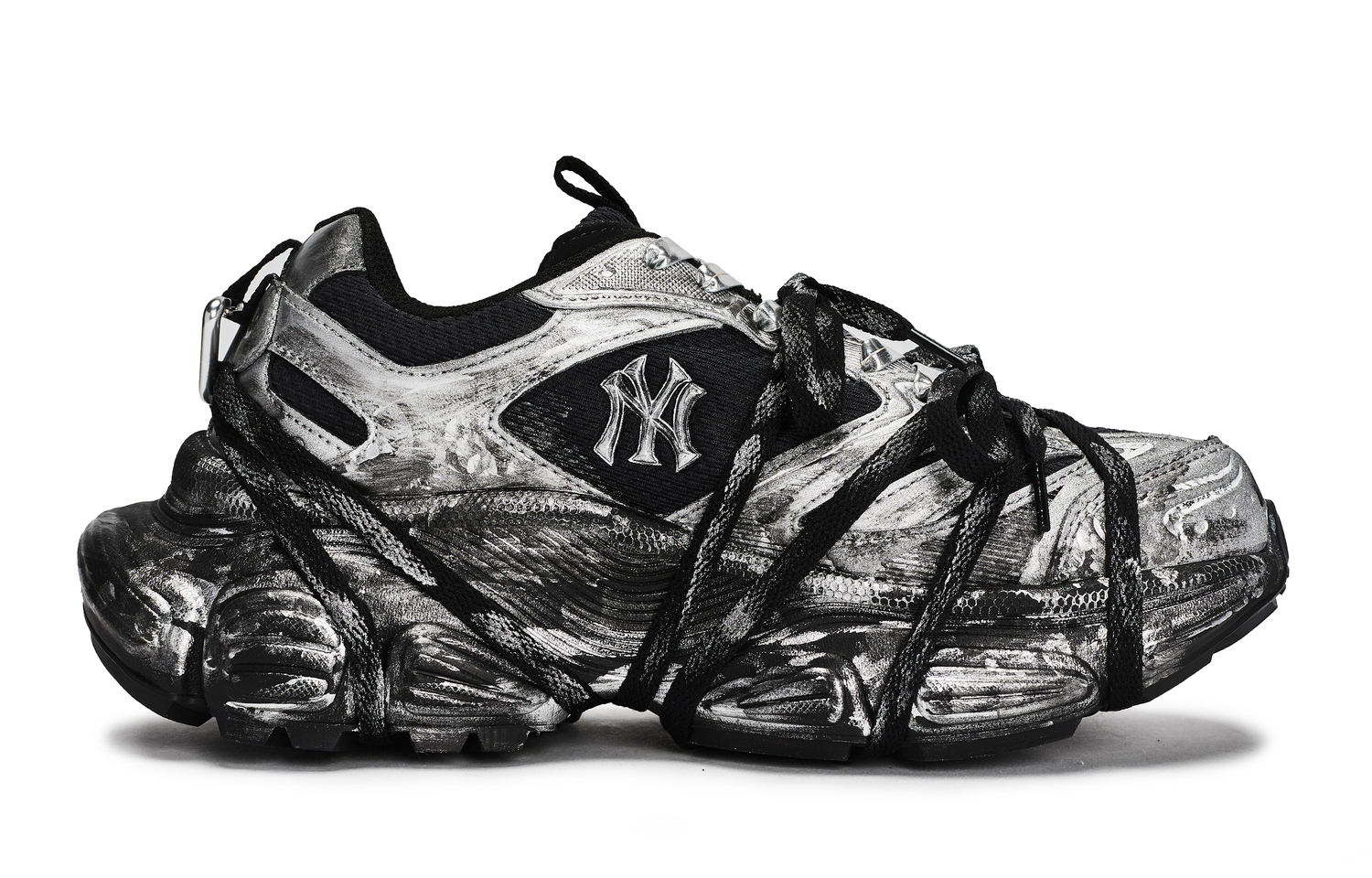Бейсбольные бостон ред сокс повседневные кроссовки унисекс лоу топ black/silver MLB, черный серебряный — фото 3