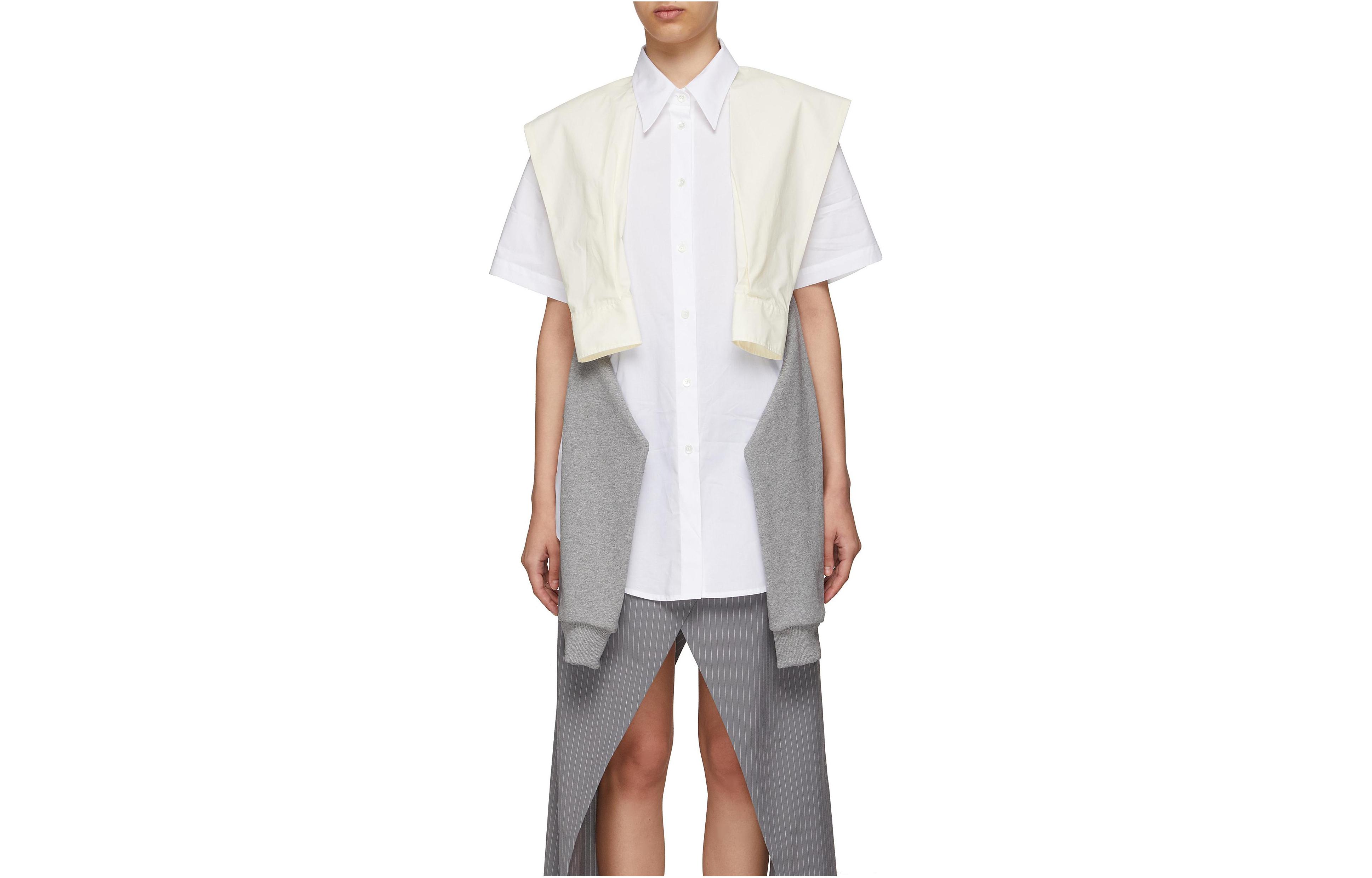 

MM6 Maison Margiela Футболка женская белая с острым воротником умеренная