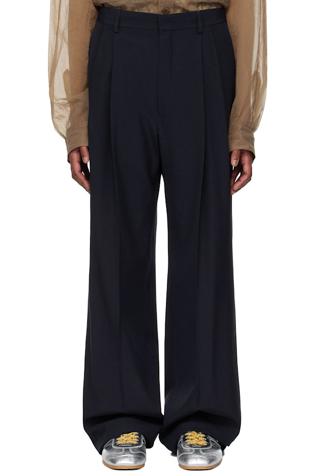 

Шерстяные прямые брюки Dries Van Noten, синий