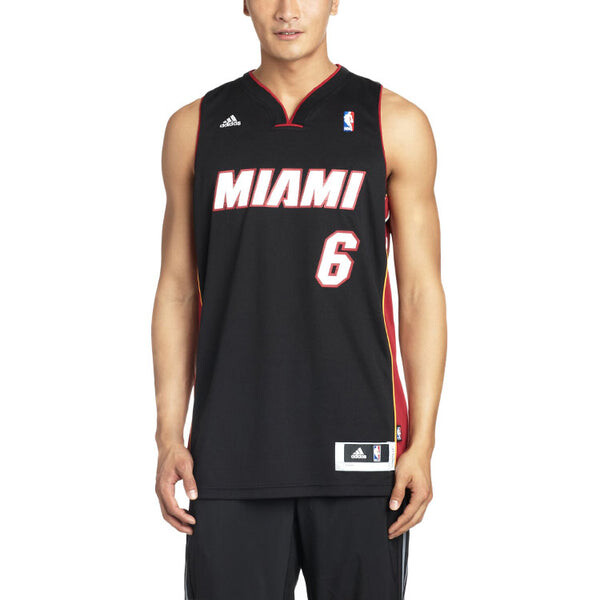 Футболка lebron james sw fan edition miami heat № 6 баскетбольный жилет Adidas, черный — фото 3