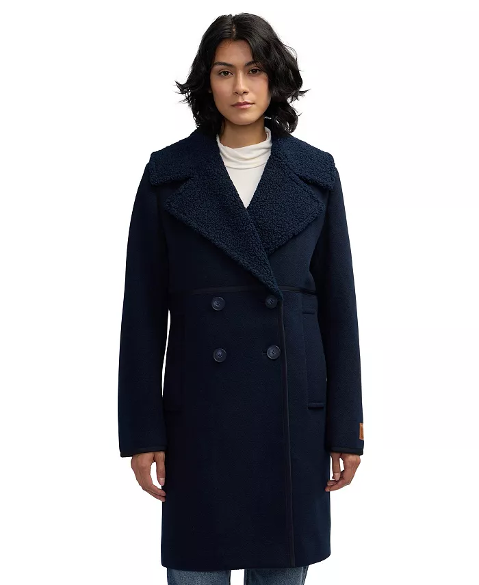 

Женский двубортный шерстяной бушлат Runa с воротником из шерпы SCOTCH & SODA, синий