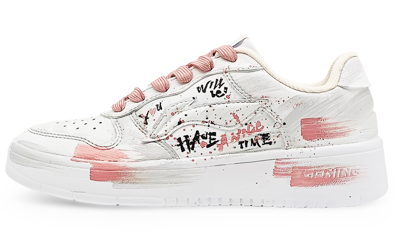 

Кроссовки для скейтбординга мужские Low top с противоскользящей и износостойкой подошвой, повышающие высоту LINING, розовый