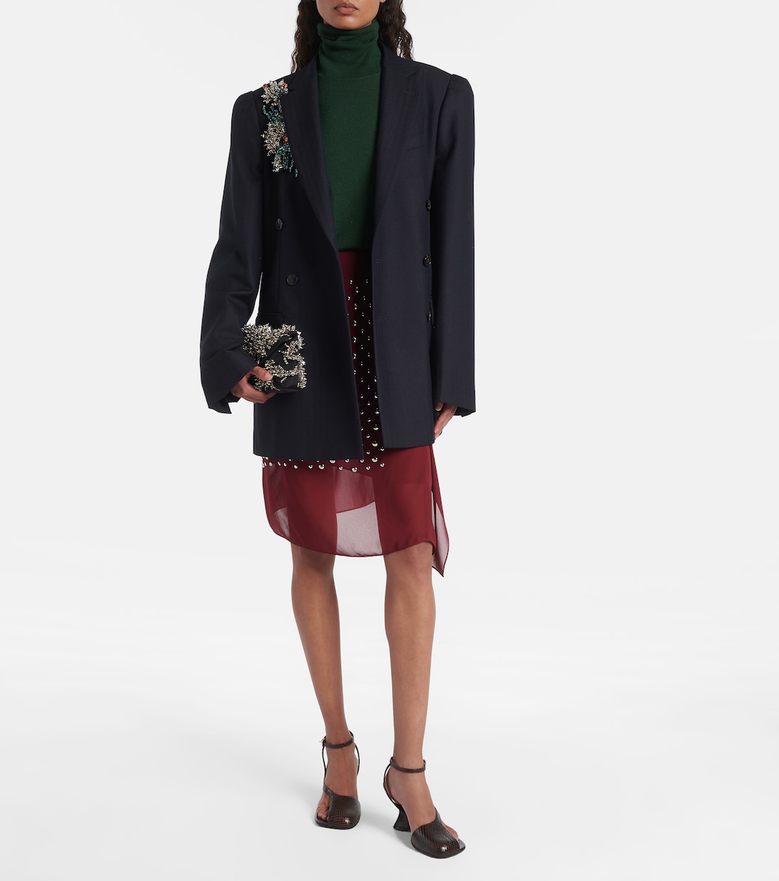Сандалии из кожи с эффектом змеиной кожи 75 см на танкетке Dries Van Noten, темно-коричневый — фото 3