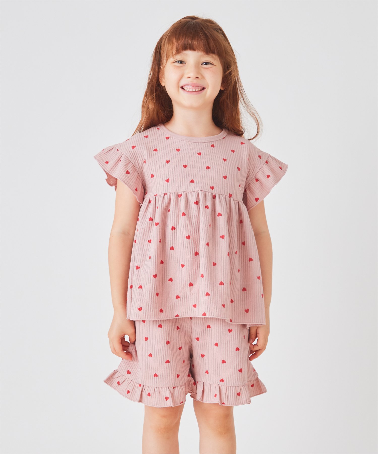 Пижама с вафельной текстурой по всей поверхности Ever Closet, Pink Heart