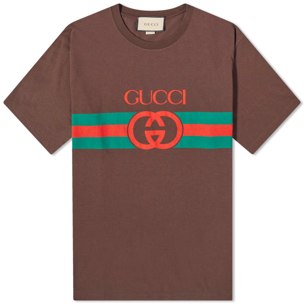 

Футболка с новым логотипом Gucci, коричневый