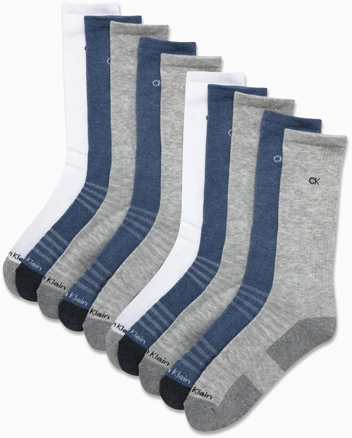 Мужские носки Calvin Klein Crew Socks - 10 пар дышащих спортивных носков с мягкой амортизацией для бега и спорта для мужчин, Blue Grey Multi — фото 2