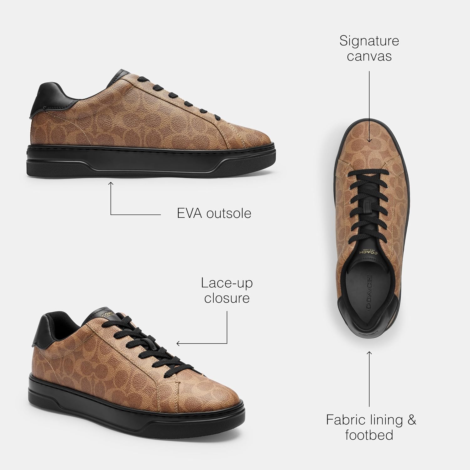 Мужские кроссовки Coach High Line High Top из фирменного канваса, черный/хаки — фото 3