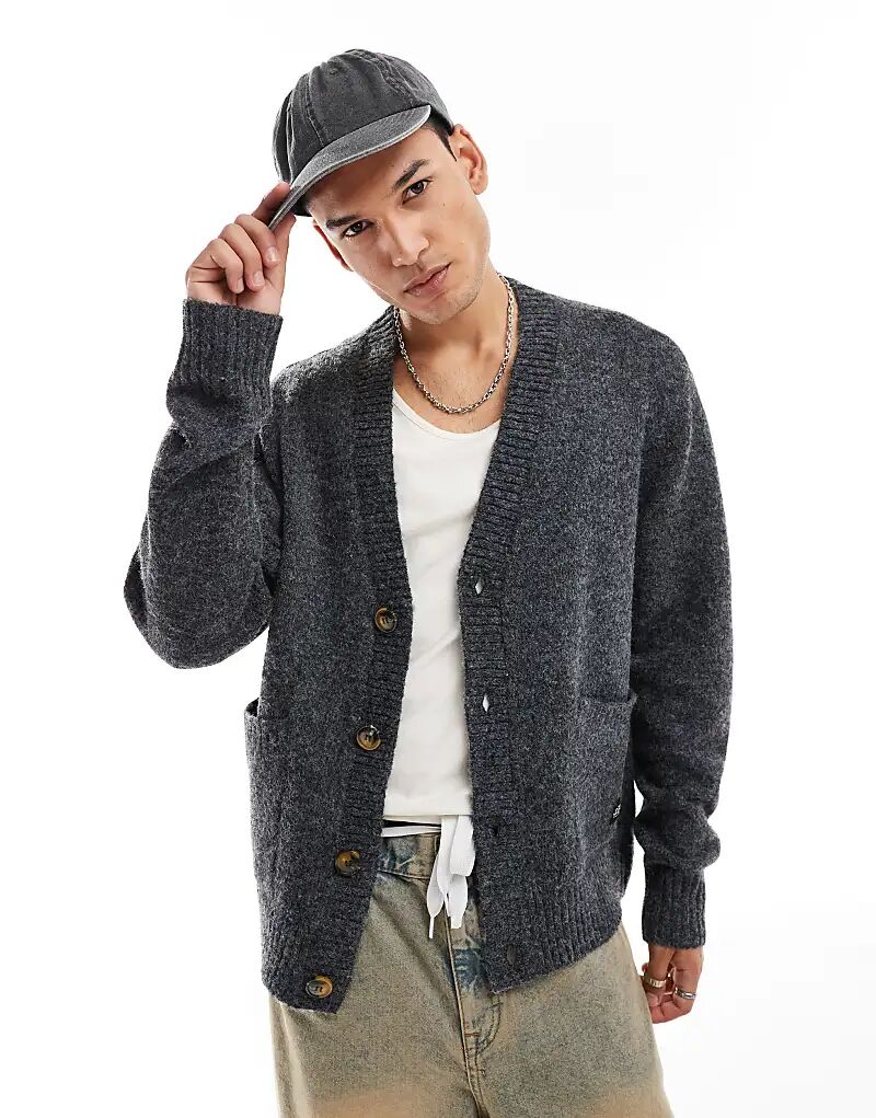 

Свободный вязаный кардиган в угольно-мелованном цвете Native Youth