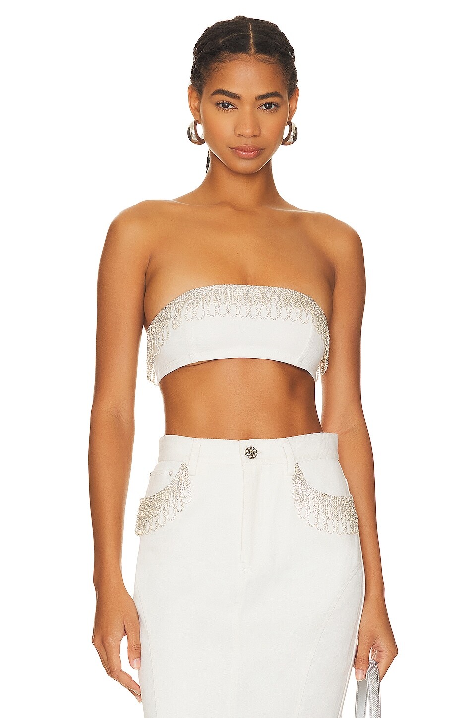 

Топ ROTATE Embellished Bandeau, цвет Pristine White