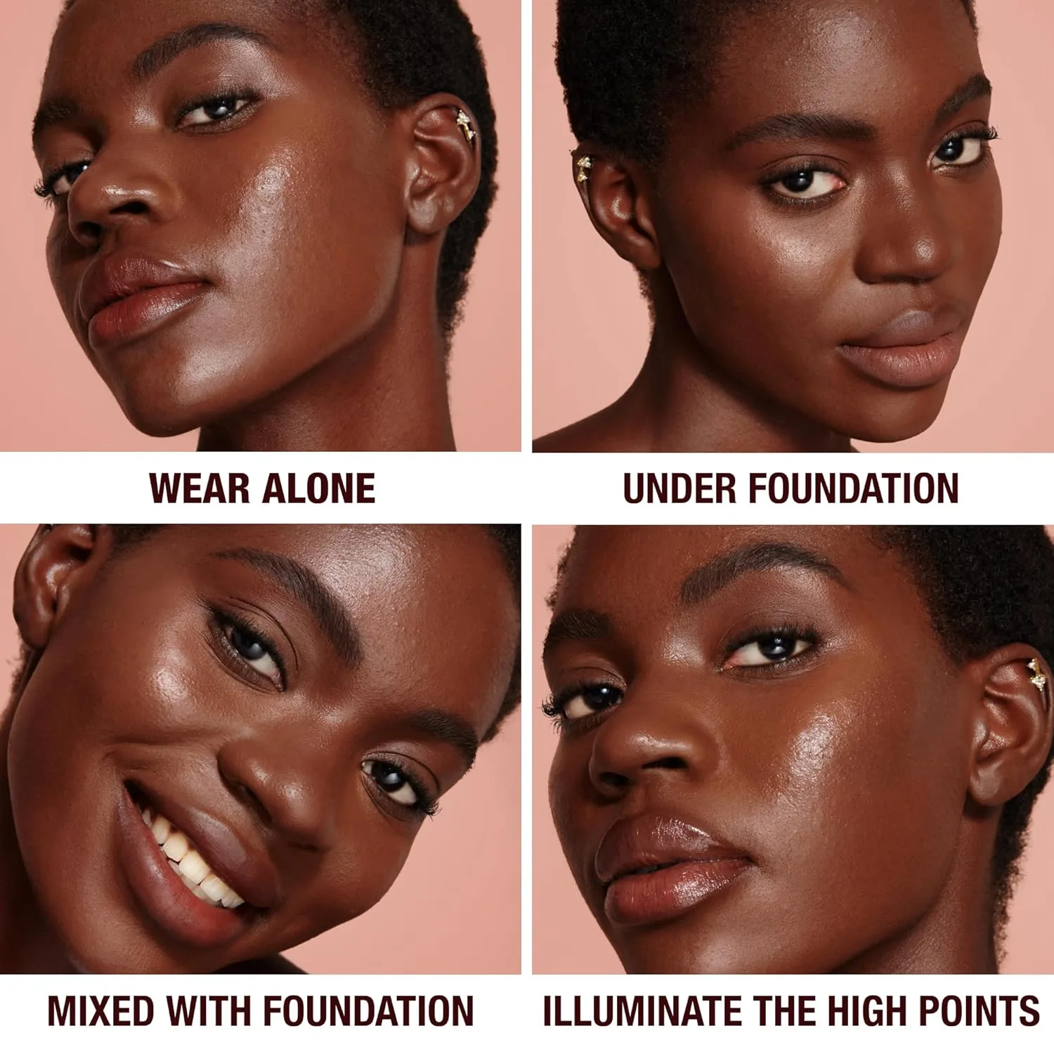 Charlotte Tilbury Hollywood Flawless Filter - универсальный праймер, бустер для сияния и жидкий хайлайтер с легким покрытием для гладкой и матовой кожи, 7 Dark - Rich bronze shade for deep skin tones — фото 4