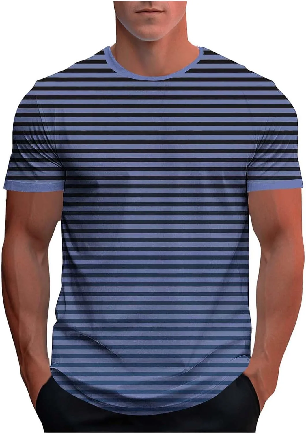 

Мужская футболка с полосками, Crewneck, короткий рукав, летняя