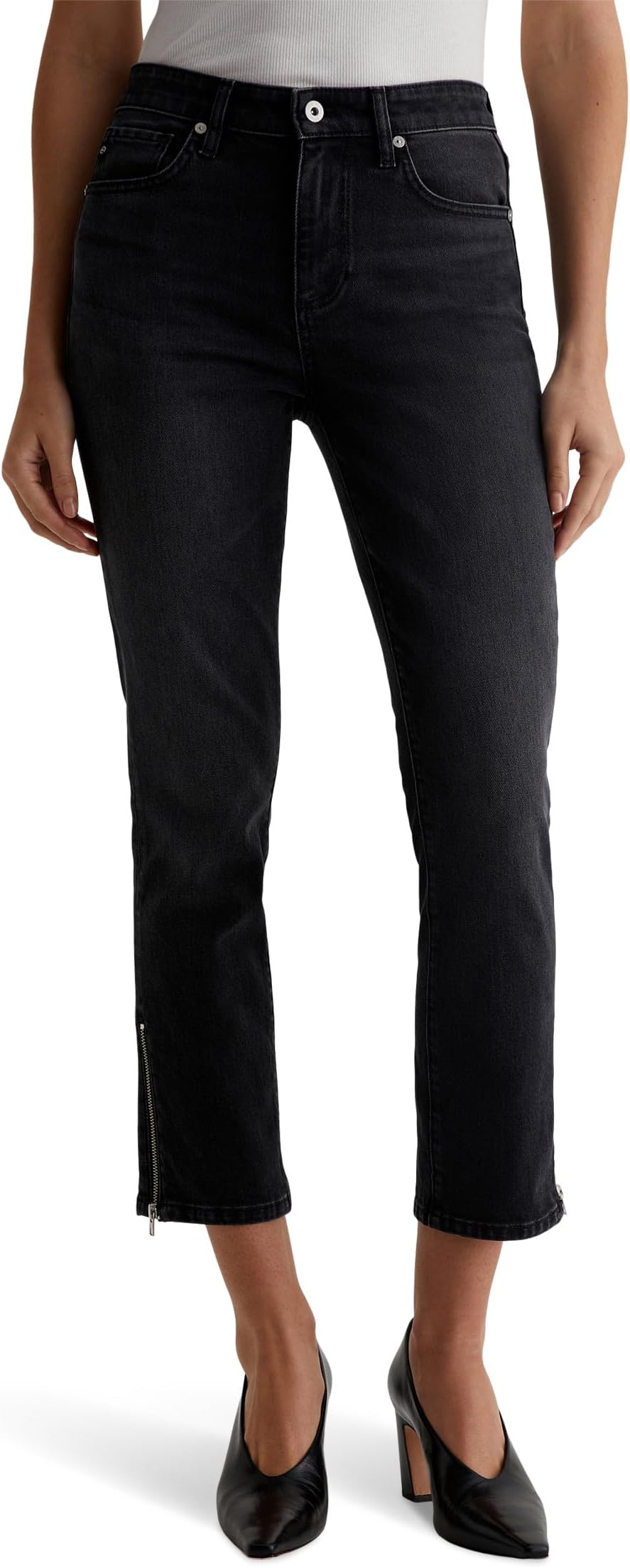 

Джинсы AG Jeans Mari Mid-Rise Slim Straight Crop Jeans in Elixir, цвет Elixir