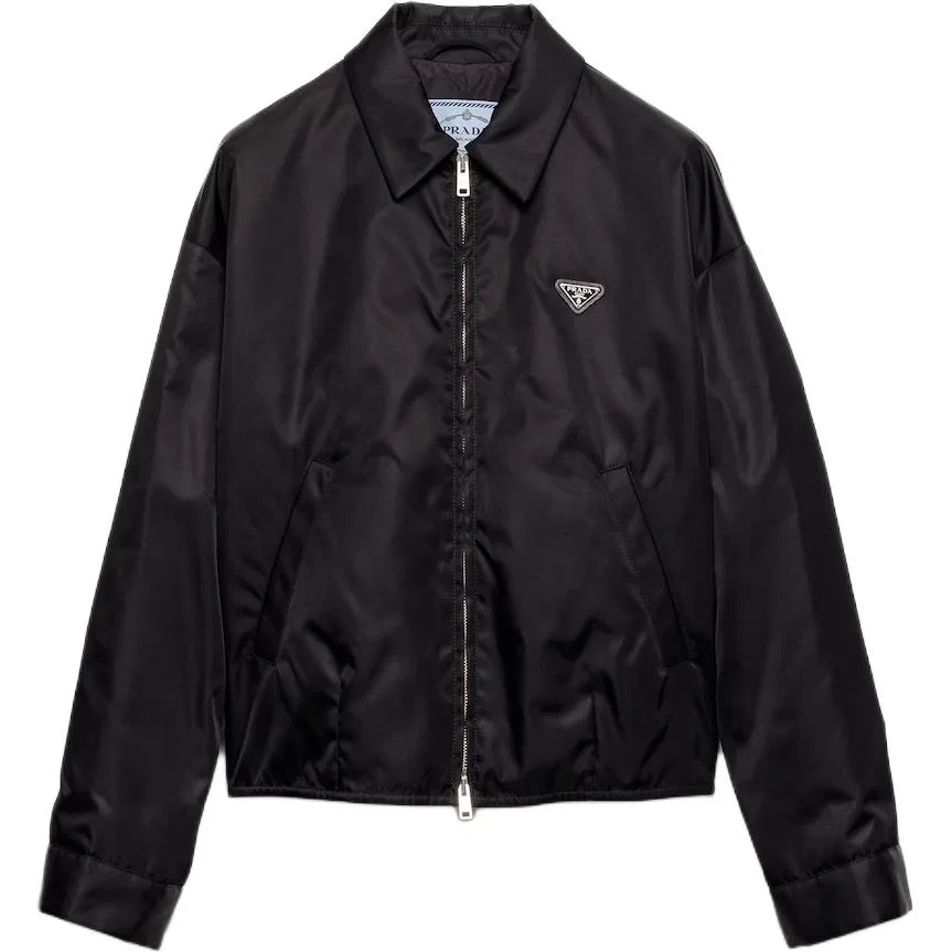 Куртка с воротником-рубашкой triangle-logo PRADA, Black