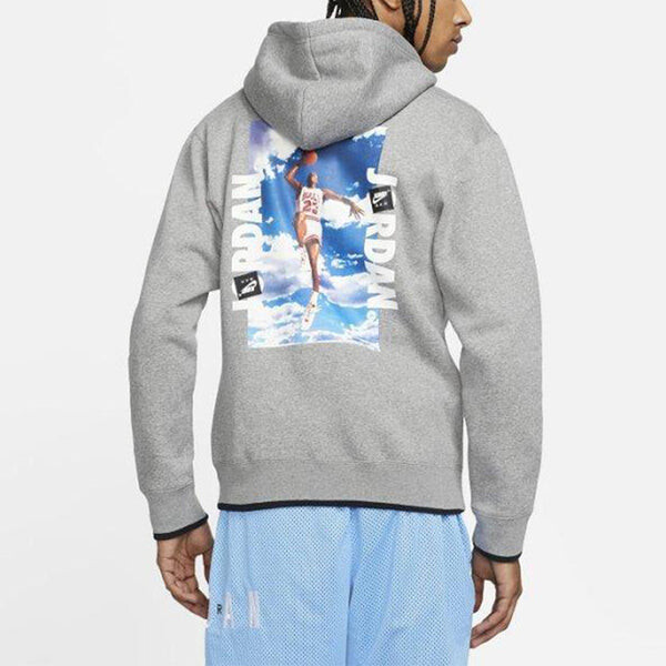 Куртка Air Jordan MENS Logo Print Fleeced Sports Hooded Jacket Grey, серый — фото 4