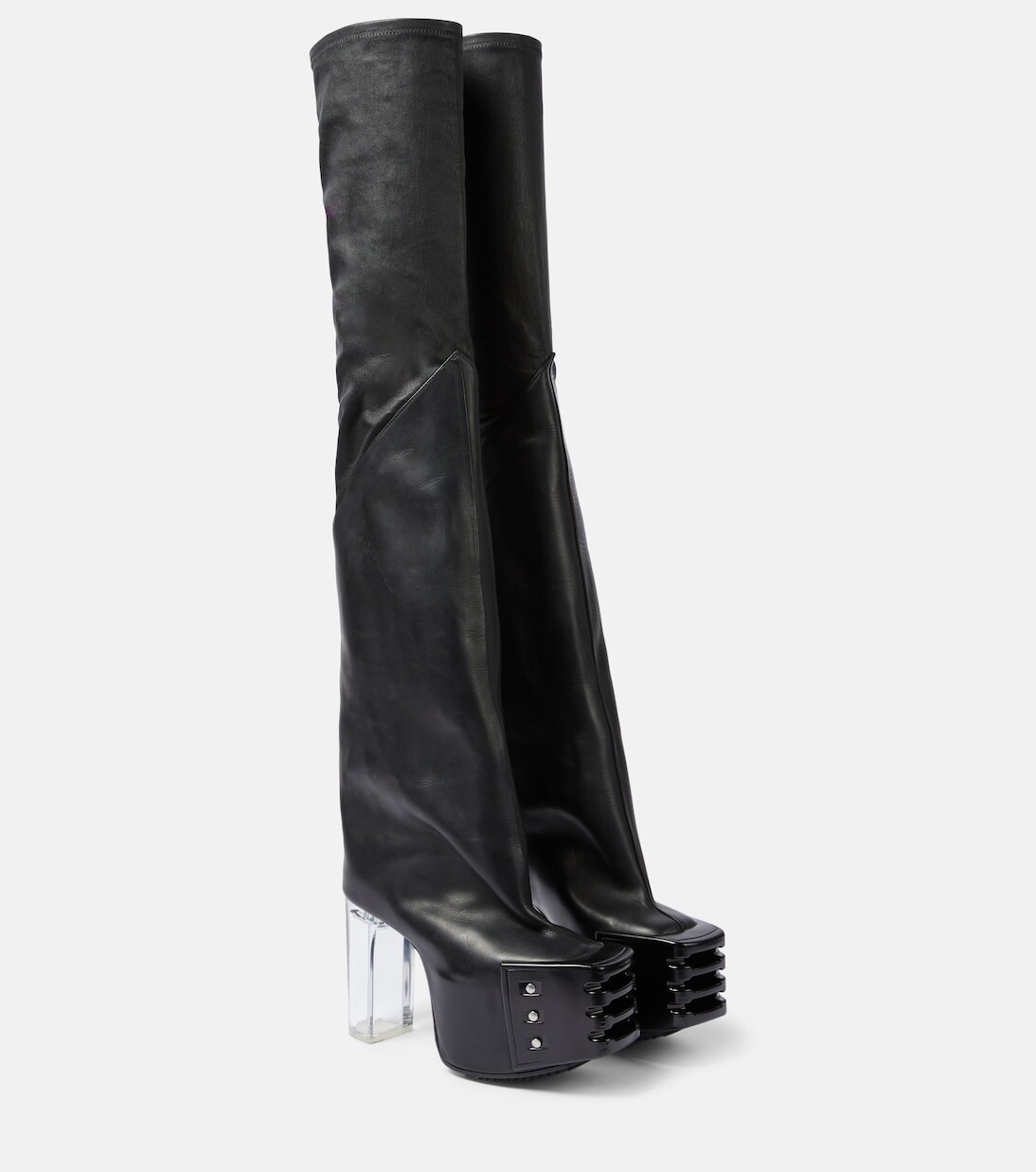 Кожаные ботфорты на платформе Rick Owens, черный