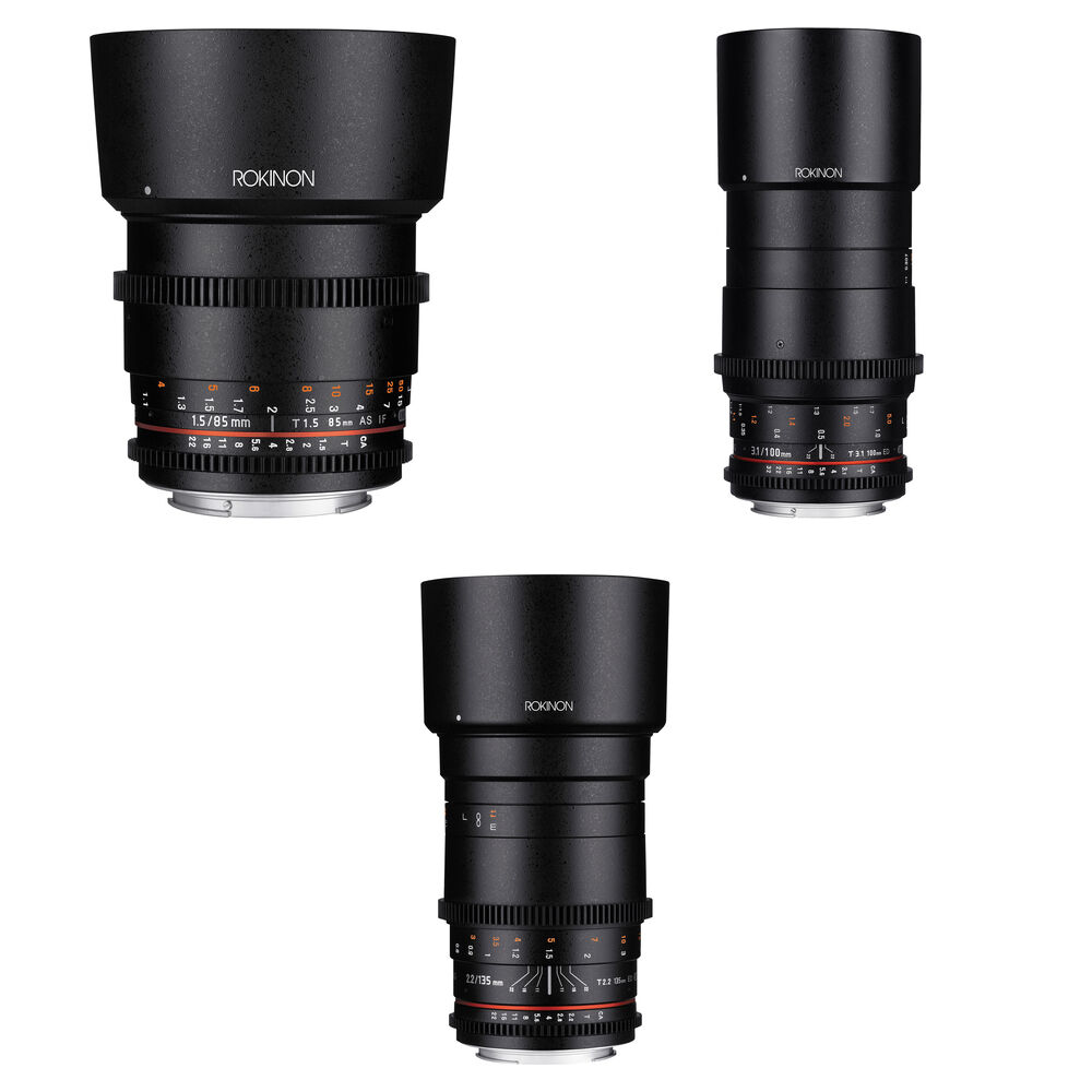 

Комплект объективов Rokinon Cine DS 85, 100, 135 мм (крепление EF)