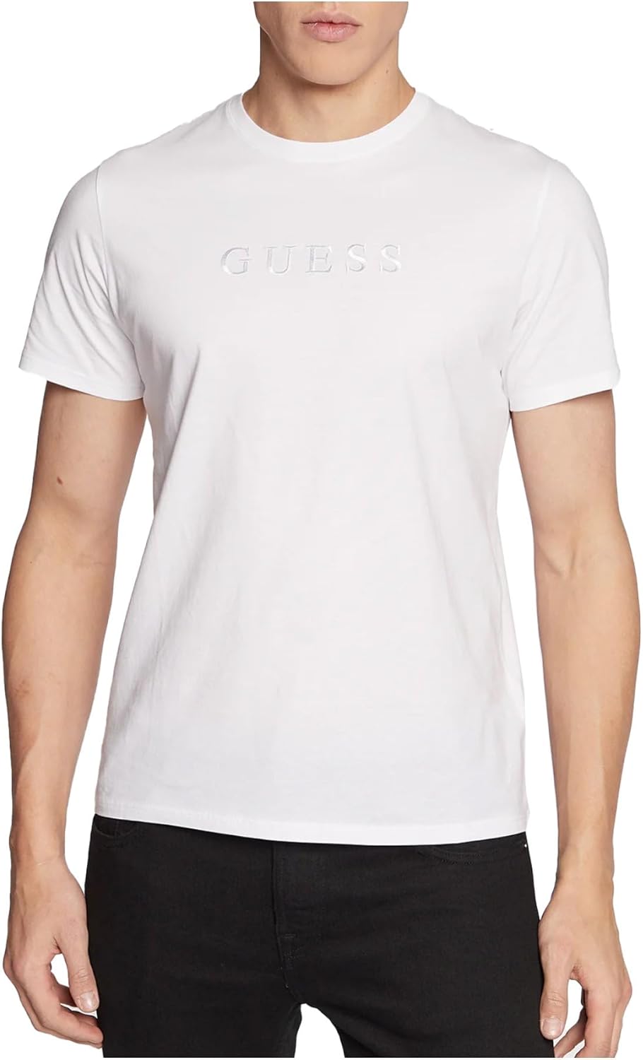 

Мужская классическая футболка Guess с коротким рукавом и вышитым логотипом из пима, Pure White, Белый, Мужская классическая футболка Guess с коротким рукавом и вышитым логотипом из пима, Pure White