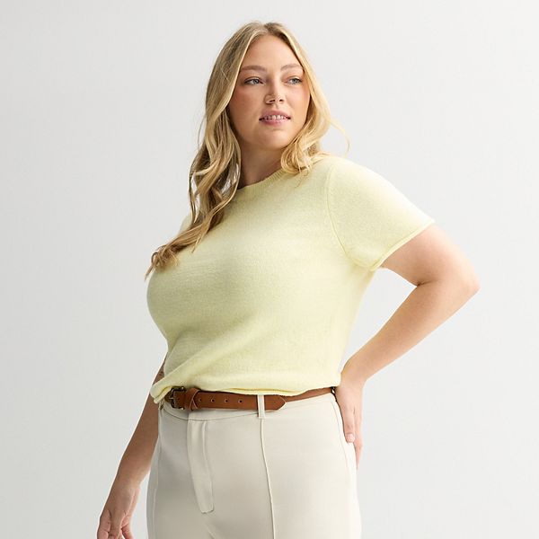 

Джемпер с коротким рукавом для подростков Plus Size So, Lemon Mist