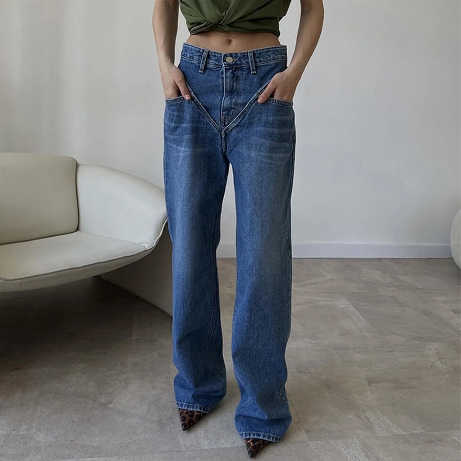 Джинсы женские Straight Leg Stretch High Waisted — фото 2