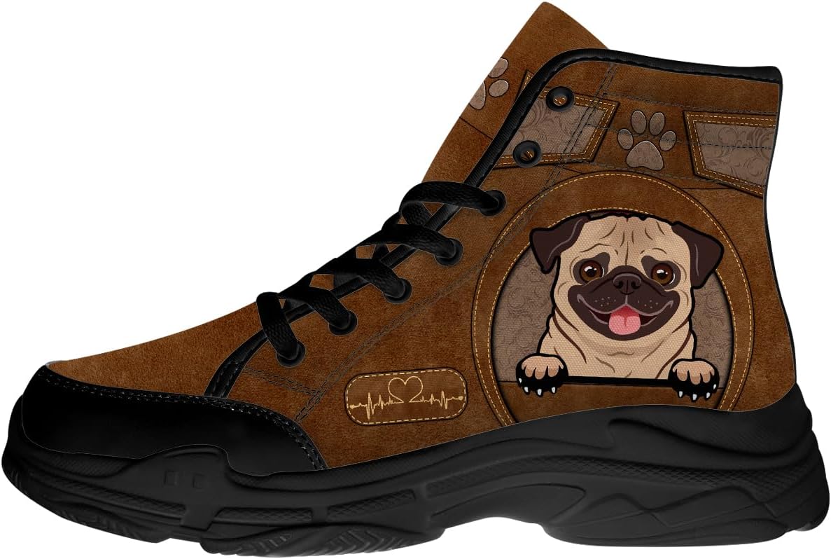 

Кроссовки Quorax High Top для женщин, мужчины, шнуровка, брезентовые туфли, подарки для нее, 3103 Pug