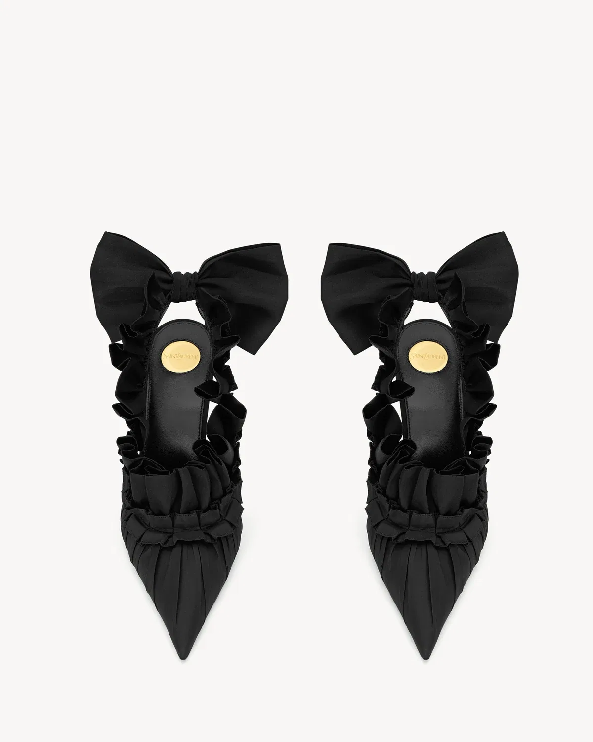 Туфли-лодочки на ремешке MADELEINE из шелкового тафты и шелкового органзы SAINT LAURENT, черный — фото 2