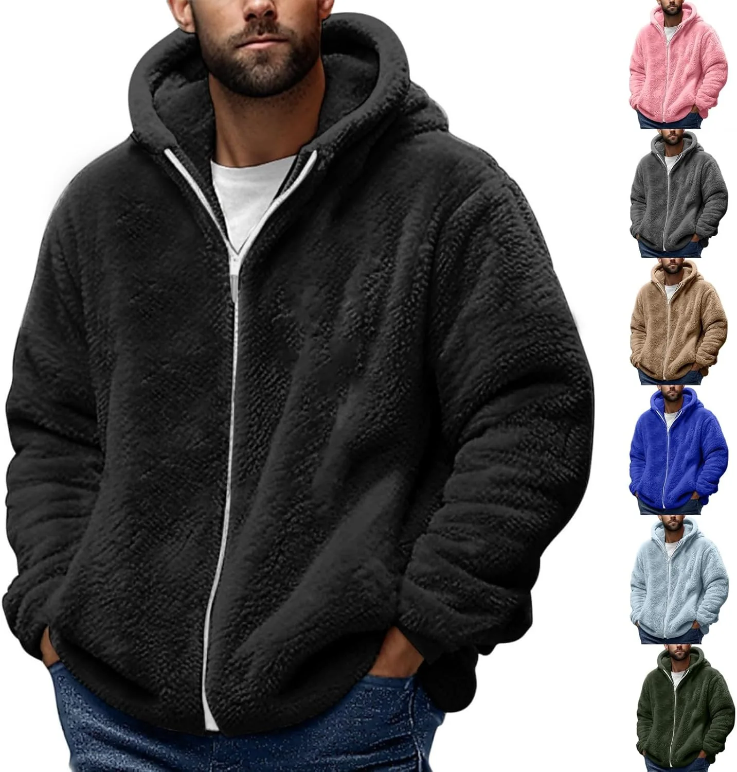 

Мужская куртка Muscularfit с капюшоном на молнии, из флиса Sherpa