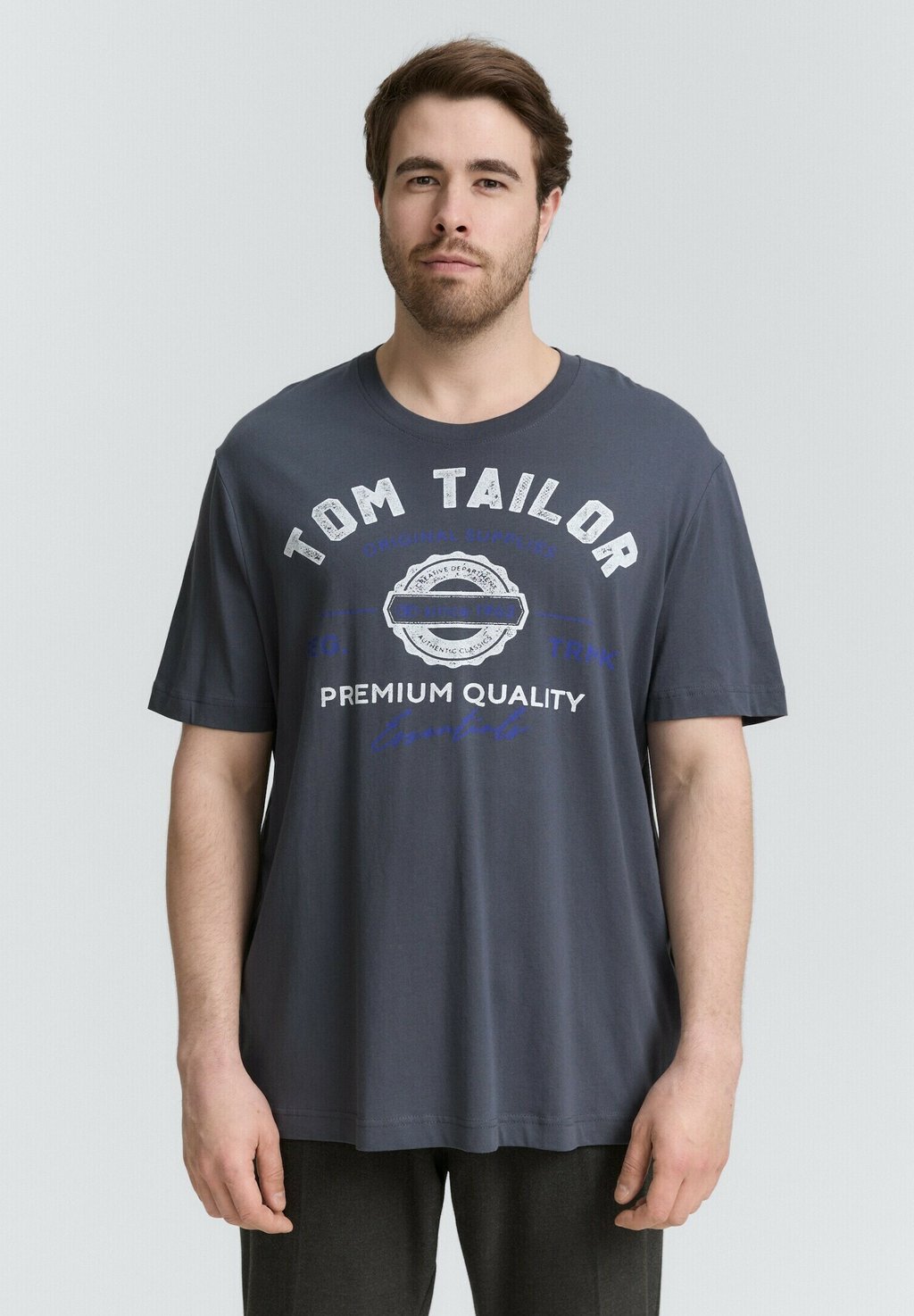 

Футболка с принтом PLUS MIT LOGO TOM TAILOR, темно-синий