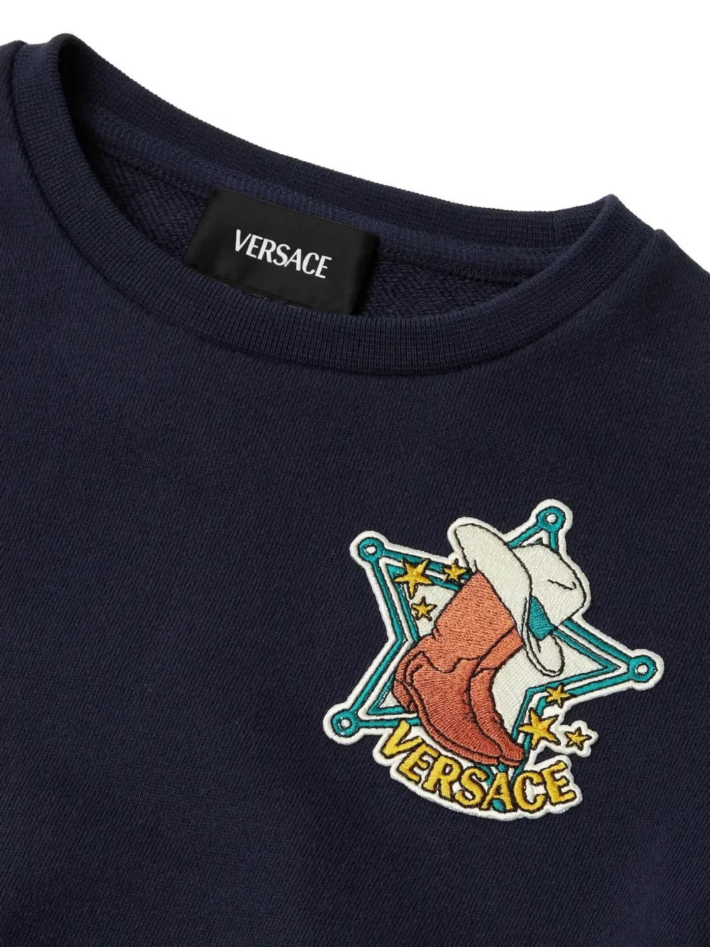 Вышитая толстовка Versace Kids, синий — фото 3