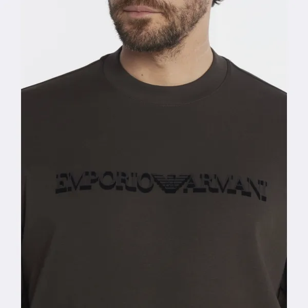 Толстовка комфортного кроя Emporio Armani, коричневый — фото 4