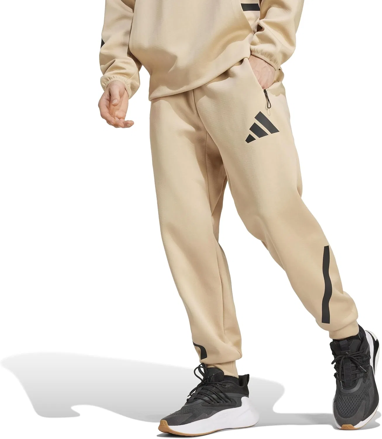 Брюки Adidas Z.N.E. мужские для тренировок и повседневной носки на шнурке - beige, бежевый
