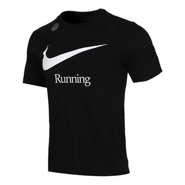

Футболка running printing running sports knit male black Nike, черный