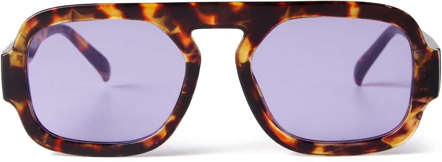 

Модные квадратные солнцезащитные очки ADE WU для женщин и мужчин, винтажные квадратные очки-авиаторы в стиле 70-х, стильные очки с плоской верхней частью, Tortoise Frame Purple Lense