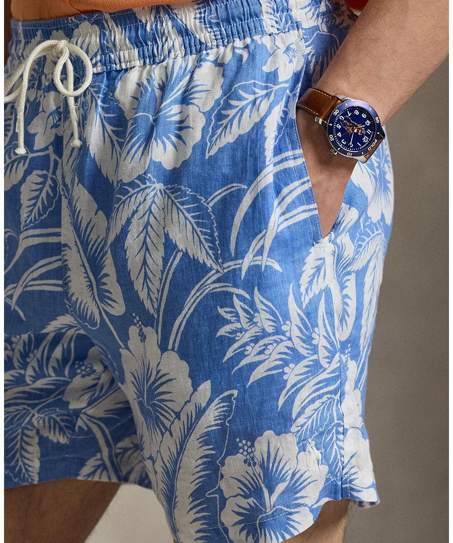 Мужские плавки с изображением цветов гибискуса и пальмовых листьев Polo Ralph Lauren, Blue Hibiscus Floral — фото 3