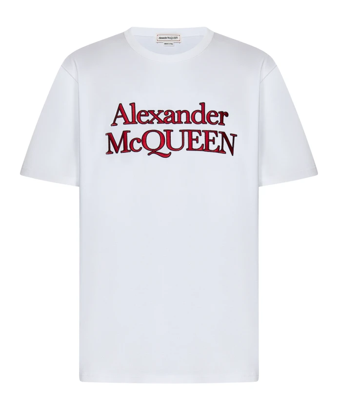 

Хлопковая футболка свободного кроя Alexander Mcqueen, белый