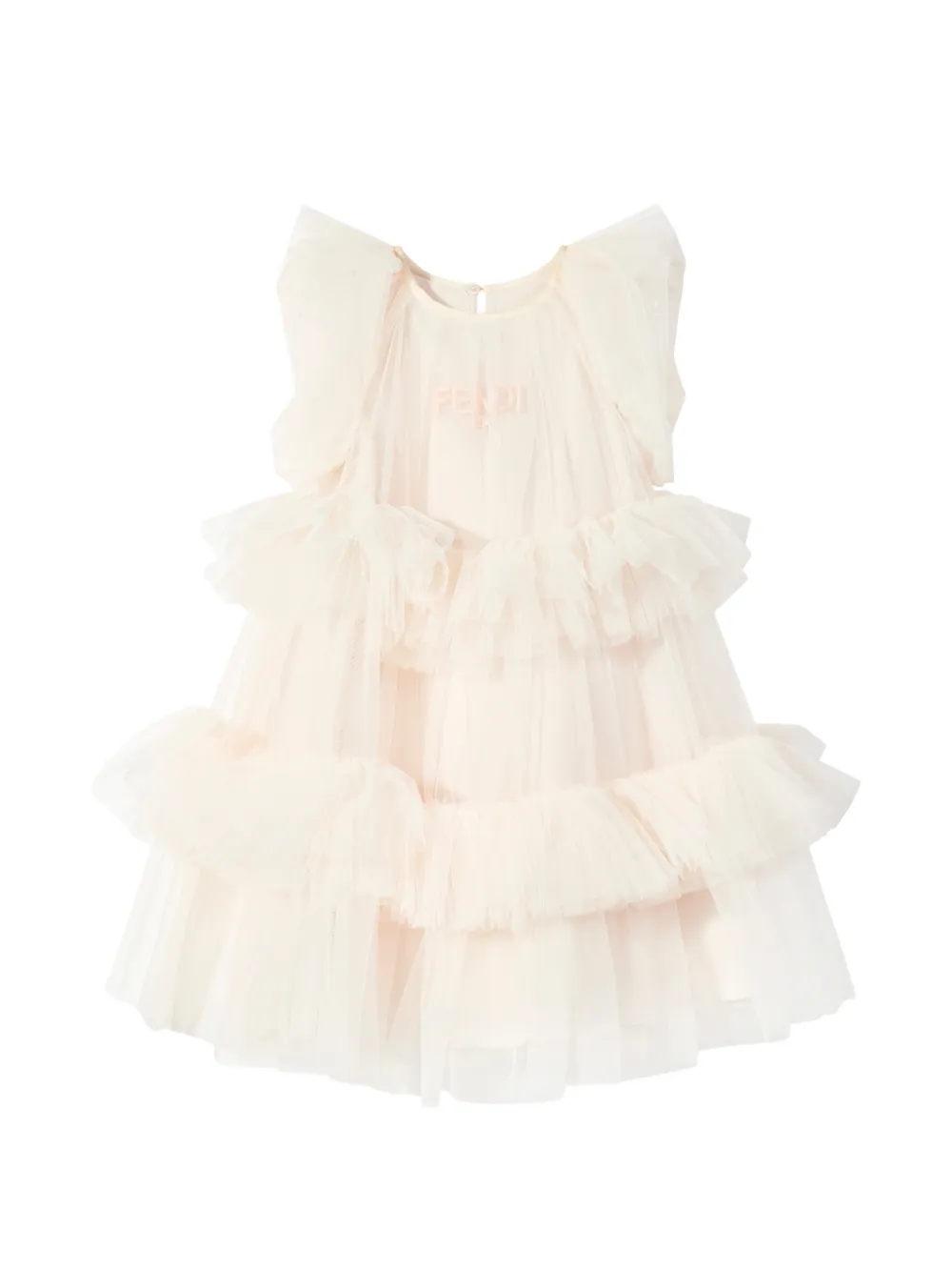 

Платье с воланами и ярусами Fendi Kids, бежевый