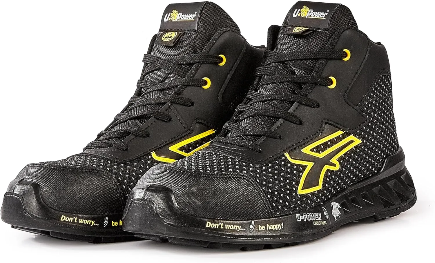 Мужские кроссовки U Power Scarpe Antinfortunistiche Da Lavoro,Scarpa Bassa,мод.Joe S ESD S3s Ci Fo Sr,puntale Antiperforazione No MetalFire Protection Shoes, черный/желтый — фото 4
