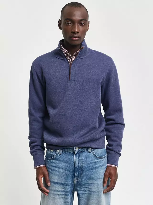 

Джемпер GANT Sacker Rib Knit Half-Zip, цвет blue/melange