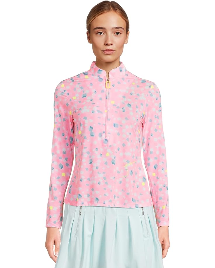 

Топ Jamie Sadock Sunsense Cubo Print Long Sleeve 1/4 Zip Sun Protection Top, розовый