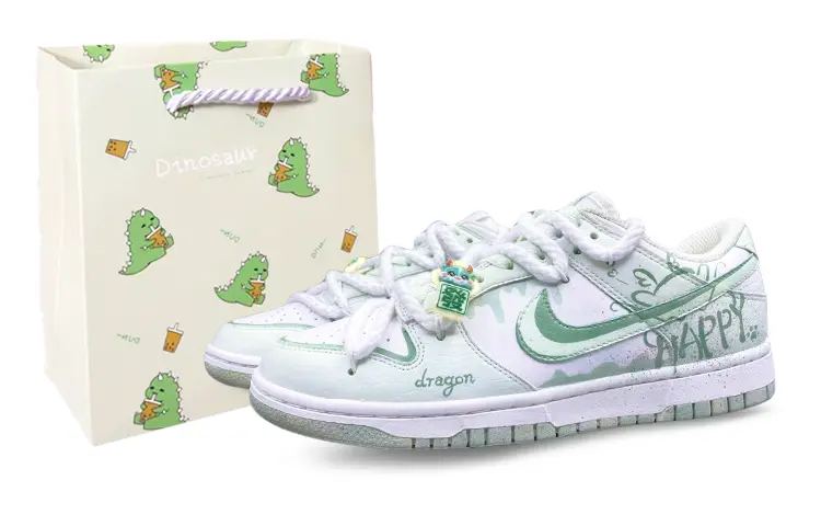 

Кроссовки Nike Dunk SB Skateboarding Shoes Women's Low-top White, светло-зеленый