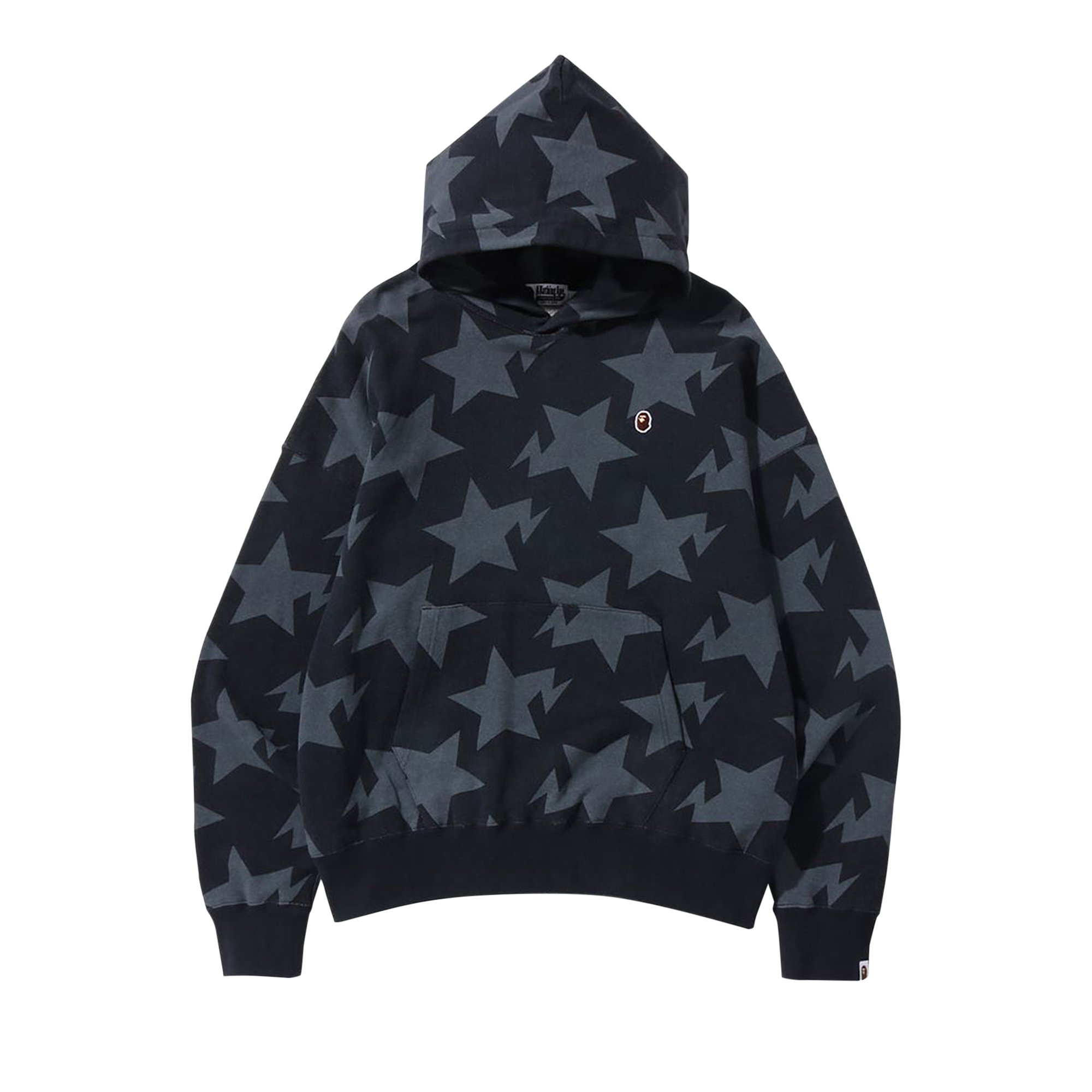 

Толстовка свободного кроя с капюшоном BAPE Sta Pattern, цвет Черный