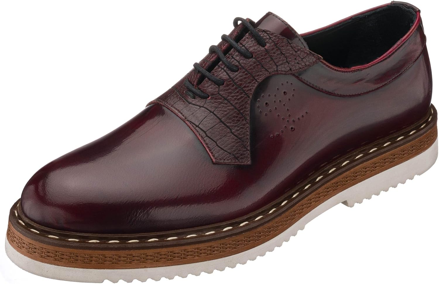 

Мужские кожаные оксфорды DALGALA бордового цвета, ручной работы, шнурованные, повседневная обувь для мужчин