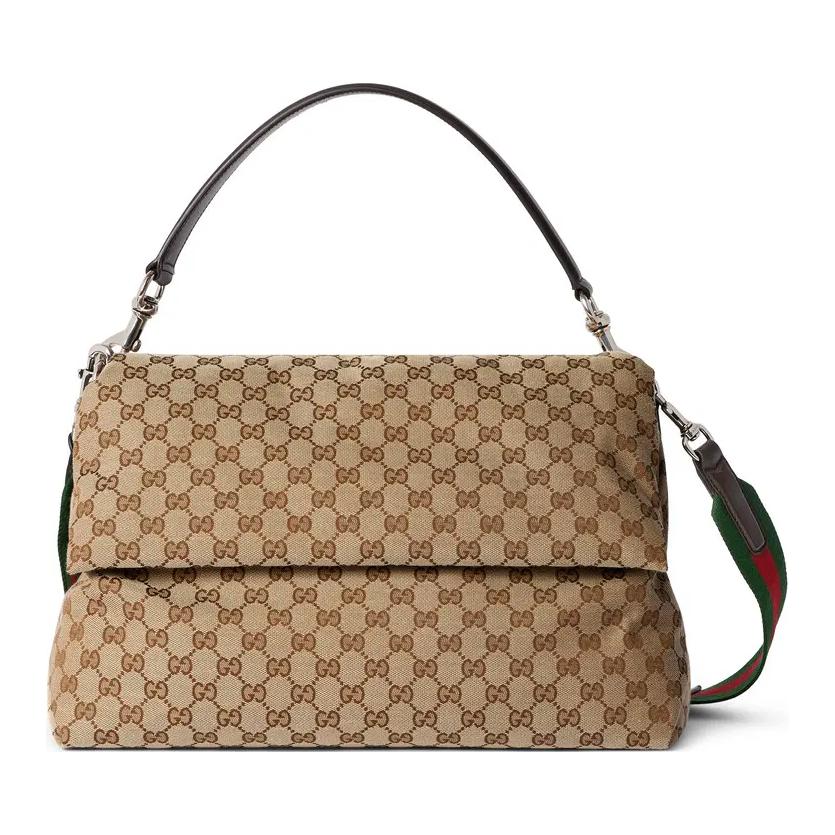 

GUCCI Холщовая сумка через плечо среднего размера унисекс бежево-коричневая