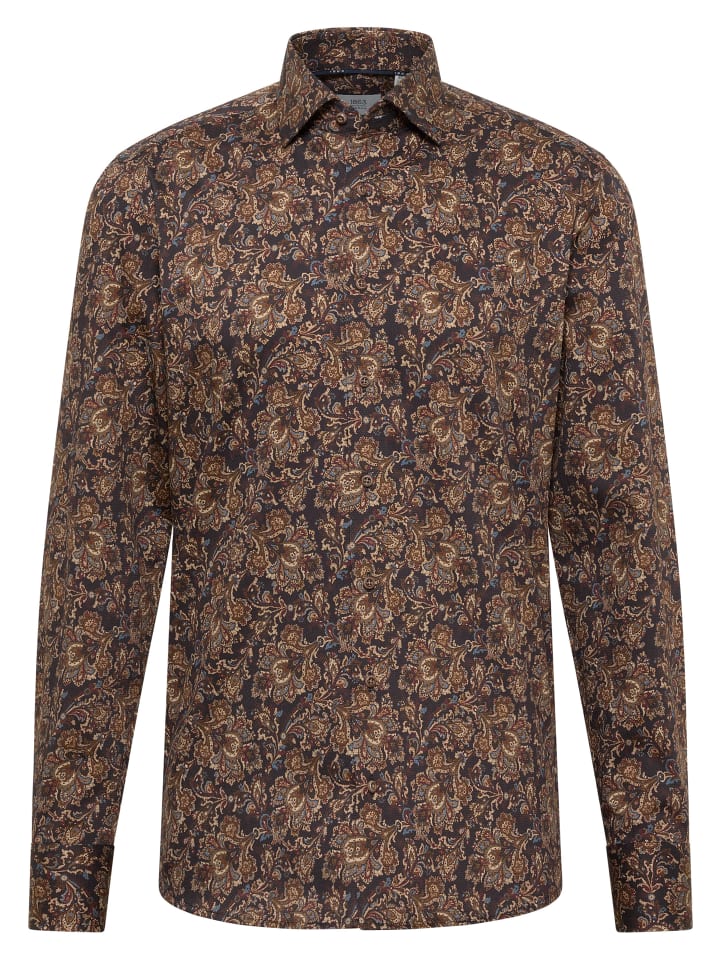 

Рубашка приталенного кроя темно-коричневого цвета Eterna