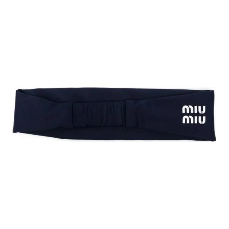 MIU MIU Тканевые повязки для волос с логотипом бренда, цвет морской волны